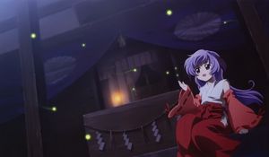 Preview wallpaper girl, night, kimono, fireflies, surprise