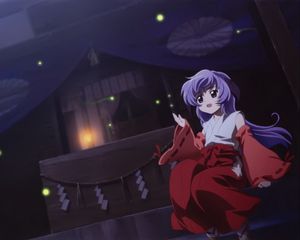 Preview wallpaper girl, night, kimono, fireflies, surprise