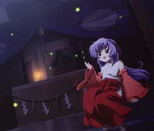 Preview wallpaper girl, night, kimono, fireflies, surprise