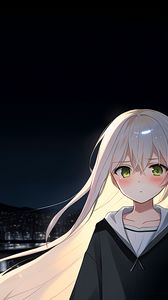 Preview wallpaper girl, night, sad, anime, art