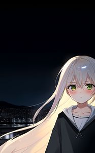 Preview wallpaper girl, night, sad, anime, art