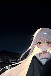 Preview wallpaper girl, night, sad, anime, art