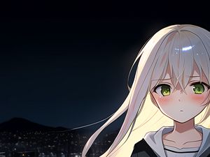 Preview wallpaper girl, night, sad, anime, art