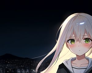 Preview wallpaper girl, night, sad, anime, art