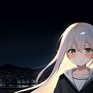 Preview wallpaper girl, night, sad, anime, art