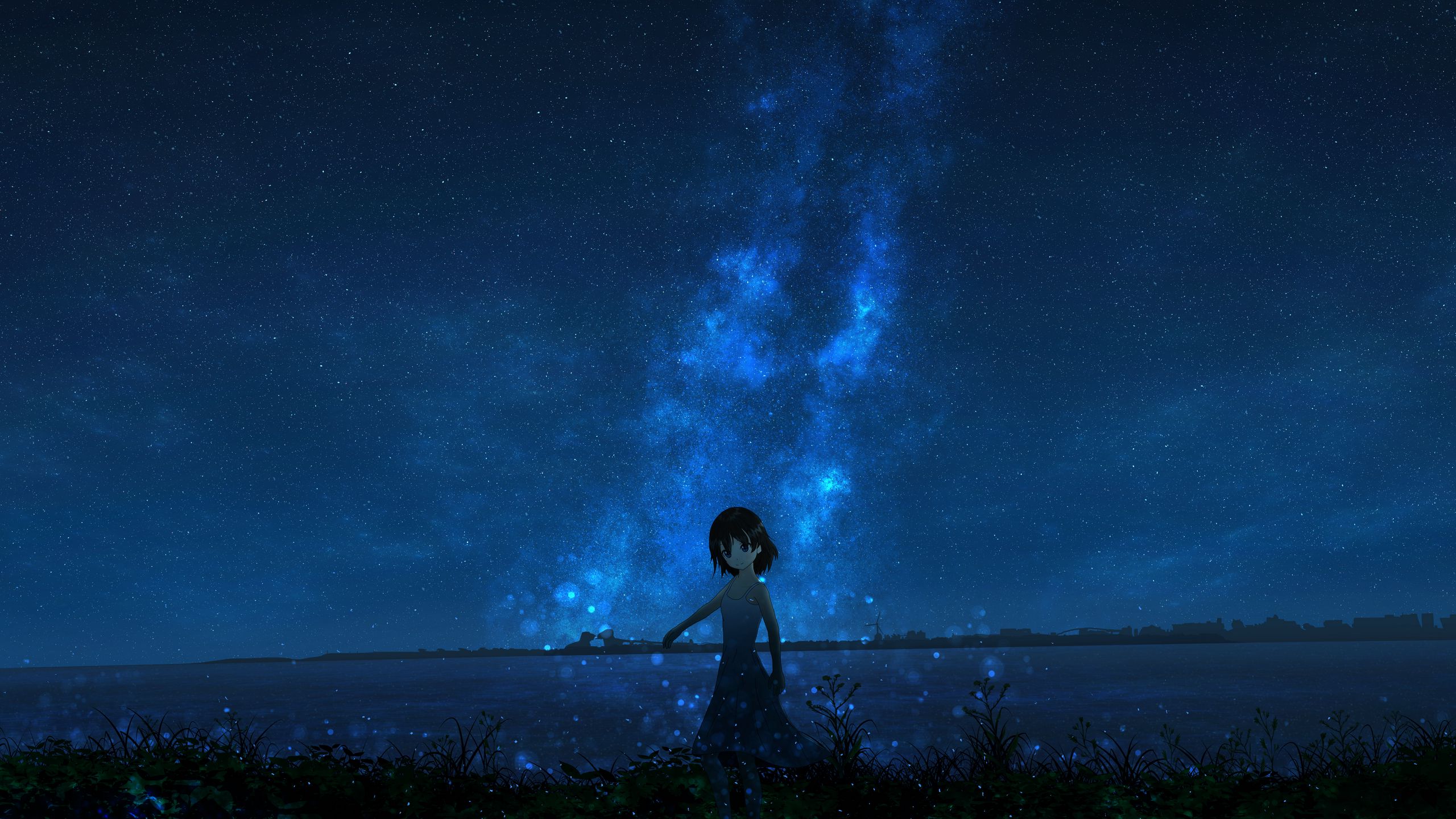 Cô gái đáng yêu đang lướt qua bầu trời đầy sao, tạo nên bức hình thật lung linh và đầy mơ mộng. Tình tiết trong anime cũng vô cùng đáng yêu và gợi cảm xúc.