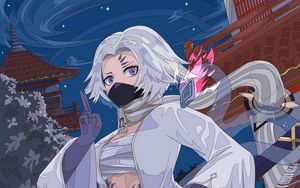 Preview wallpaper girl, ninja, katana, anime, art
