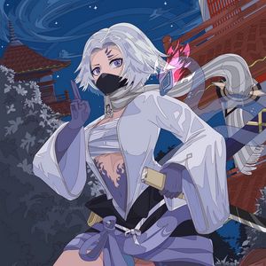 Preview wallpaper girl, ninja, katana, anime, art