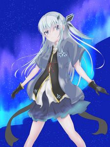 Preview wallpaper girl, northern lights, aurora, anime, art