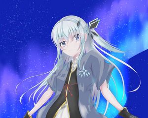 Preview wallpaper girl, northern lights, aurora, anime, art
