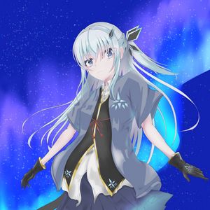 Preview wallpaper girl, northern lights, aurora, anime, art