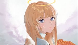 Preview wallpaper girl, nun, halo, anime