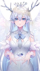 Preview wallpaper girl, nymph, glance, dress, crystal, fantasy, anime