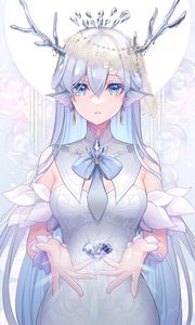 Preview wallpaper girl, nymph, glance, dress, crystal, fantasy, anime