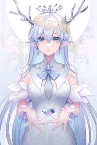 Preview wallpaper girl, nymph, glance, dress, crystal, fantasy, anime