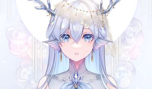 Preview wallpaper girl, nymph, glance, dress, crystal, fantasy, anime