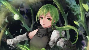 Preview wallpaper girl, nymph, sword, anime, art, green