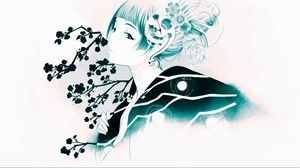 Preview wallpaper girl, oriental, flowers