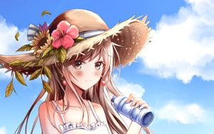 Preview wallpaper girl, outfit, hat, anime, art