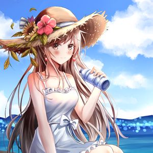 Preview wallpaper girl, outfit, hat, anime, art