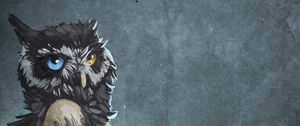 Preview wallpaper girl, owl, head, background, faded