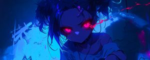 Preview wallpaper girl, paint, pose, art, anime, blue