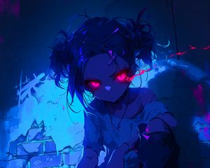Preview wallpaper girl, paint, pose, art, anime, blue