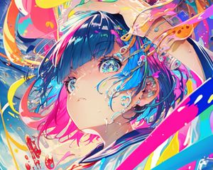 Preview wallpaper girl, paint, splashes, colorful, anime