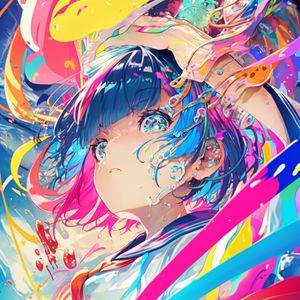 Preview wallpaper girl, paint, splashes, colorful, anime