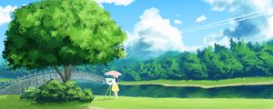 Preview wallpaper girl, painter, nature, landscape, art