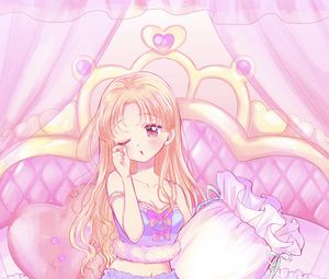 Preview wallpaper girl, pajamas, bed, anime, art