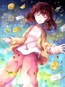 Preview wallpaper girl, pajamas, sleep, dreams, anime