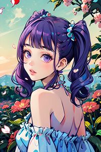 Preview wallpaper girl, petals, art, anime