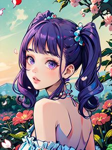 Preview wallpaper girl, petals, art, anime