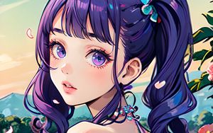 Preview wallpaper girl, petals, art, anime