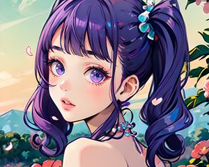 Preview wallpaper girl, petals, art, anime