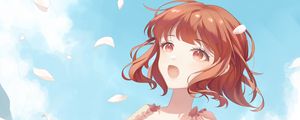 Preview wallpaper girl, petals, dress, flowers, anime