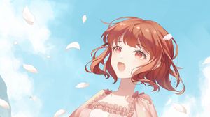 Preview wallpaper girl, petals, dress, flowers, anime