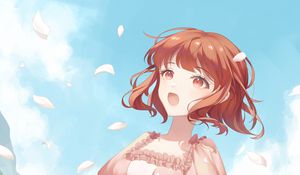 Preview wallpaper girl, petals, dress, flowers, anime