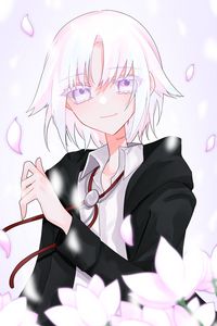Preview wallpaper girl, petals, smile, anime