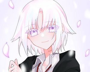 Preview wallpaper girl, petals, smile, anime