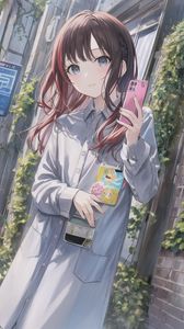 Preview wallpaper girl, phone, anime