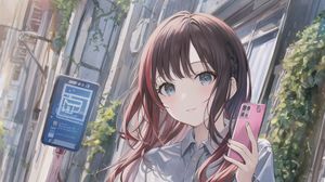 Preview wallpaper girl, phone, anime