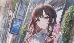 Preview wallpaper girl, phone, anime