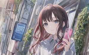 Preview wallpaper girl, phone, anime