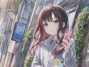 Preview wallpaper girl, phone, anime