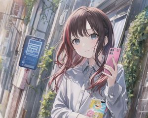 Preview wallpaper girl, phone, anime