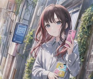 Preview wallpaper girl, phone, anime