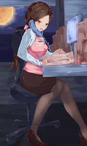 Preview wallpaper girl, phone, art, anime