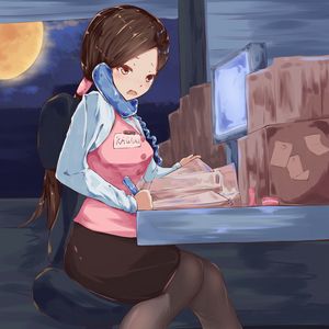 Preview wallpaper girl, phone, art, anime
